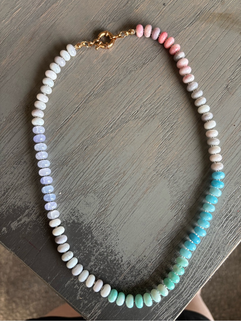 Pastel Ombre Beaded Necklace with Gold Clasp